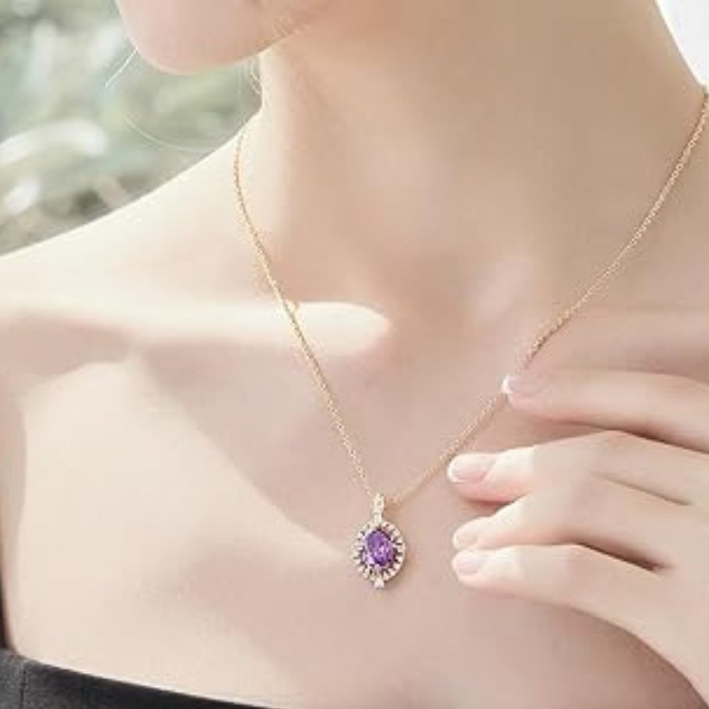 Neiman Marcus 18k Gold Plated Purple Forever Eye Necklace - Picture 2 of 5